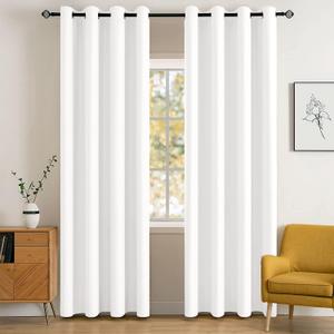 MIULEE Room Darkening Curtains Thermal Insulated Black Out Drapes Solid Window Treatment Grommet Light Blocking Blackout Curtain for Living Room Bedroom 2 Panels Set 52 x 84 inch Length Pure White