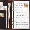 Genuine Leather Journal Writing Notebook, A6 Ring Binder Refillable Diary Notepads, Vintage Handmade Travel Organizer Agenda for Men Women - Coffee