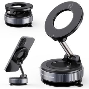 2026 Upgraded Vacuum Magnetic Car Phone Holder 360 Reinforced 96LBS Ultra Suction Cup Phone Mount for MagSafe Cell Phone Holders for Your Car/Gym/Mirror Mount for iPhone & Android