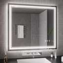 Bathroom Mirrors for Wall, 40x36 Inch Gradient Front and Backlight Lighted Mirror, 3 Colors Dimmable CRI>90 Double Lights, IP54 Enhanced Anti-Fog, Hanging Plates Wall Mount Smart Mirror