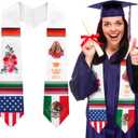 2 x Berlune Graduation Stole Sash Class of 2026 Mixed Flag Grade Sash 72 Inch Our Lady of Guadalupe Honor Stole for Graduation