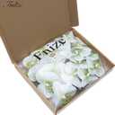 Fnize Faux Orchid Stems Real Touch Artificial Phalaenopsis Flowers Latex Petals 38 Inches 2pcs (Green White)