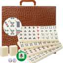 Mahjong Set,Chinese Mahjong Game Set with Carrying Travel Case, 1.5'' Large 146 Tiles with Arabic Numerals, 2 Dice and a Wind Indicator,Mah Jongg Set