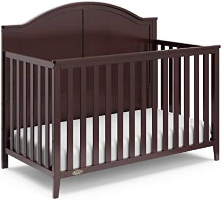 Graco Wilfred 5-in-1 Convertible Crib (Espresso) – GREENGUARD Gold Certified, Converts to Toddler Bed and Full-Size Bed, Fits Standard Full-Size Crib Mattress, Adjustable Mattress Support Base