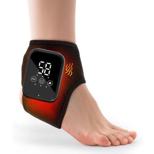 DREAMSOME Cordless Rechargeable Ankle Massager with Heat, Heated Ankle Wrap with Vibration, Portable Foot & Ankle Heating Pad, 3 Heat Levels & 3 Vibration Modes, Adjustable Brace for Men & Women