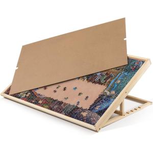 Lavievert 1000 Piece Tilting Jigsaw Puzzle Board with Wooden Cover, Adjustable Puzzle Board with Built-in Easel/Stand, Portable Puzzle Table with Non-Slip Flannel Tabletop for Adults, Up to 1000 Pieces