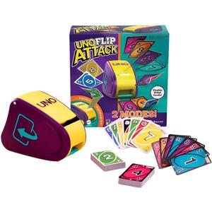 Mattel Games UNO Flip Attack Card Game with Launcher Unit & Double-Sided Deck for Kids, Families & Parties, 2-10 Players Ages 7+