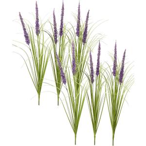 24'' Tall Faux Lily Turf (Liriope Muscari), Realistic Ornamental Grass with Small Violet-Purple Flowers (6 Pack)