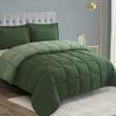 HIG 3pc Green Oversized King Plus Comforter Set Duvet Insert, Reversible, All Season, Box Stitched, with Corner Tabs, Soft, Fluffy（128'' x 120''）