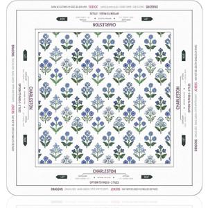 Tegeme Chinoiserie Mahjong Mat 31.5" x 31.5" Purple Green Floral Mat Anti Slip and Noise Reduction Multi Purpose Game Table Cover Non-Slip Noise Reduction Gaming Rug for Mahjong Card Board Tile Games
