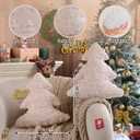 Lanpn Christmas Tree Pillows Set of 2, Tree Christmas Decoration Winter Soft Cute Xmas Tree Shaped Throw Cushion for Bedroom Couch Sofa Xmas Decor (18x16 inch, Beige)