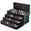 ZOBER Christmas Ornament Storage Box - Stores 128 3" Ornaments with Drawer Style Trays - Tear Proof 600D Oxford Fabric - Ornament Organizer Storage Box, Durable Christmas Containers Holder - Green