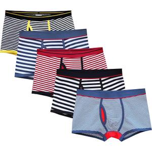 CHUNG Mens Cotton Boxer Underwear Pouch Front Fly Stripes Pattern MId-rise Soft Fashion (Small)