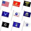 Military Flag Set Small Mini Army Armed Forces Hand Held Flags on Wooden Stick for Memorial Day, Veterans Day, 5x8 Inch, 20 Pack