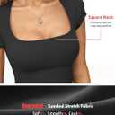 Eachyes Womens Square Neck Cap Sleeve Tops Sexy Low Cut Short Sleeve Shirts Basic Slim Fit Tee Cute Summer Clothes 2026 (M, Black)