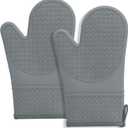 Hovico Silicone Oven Mitts, Heat Resistant 500F Kitchen Mitts 2PCS, 11.6" BPA-Free Soft Baking Gloves, Non-Slip Grip Oven Gloves with Soft Cotton Lining for Kitchen Cooking Baking BBQ - Gray