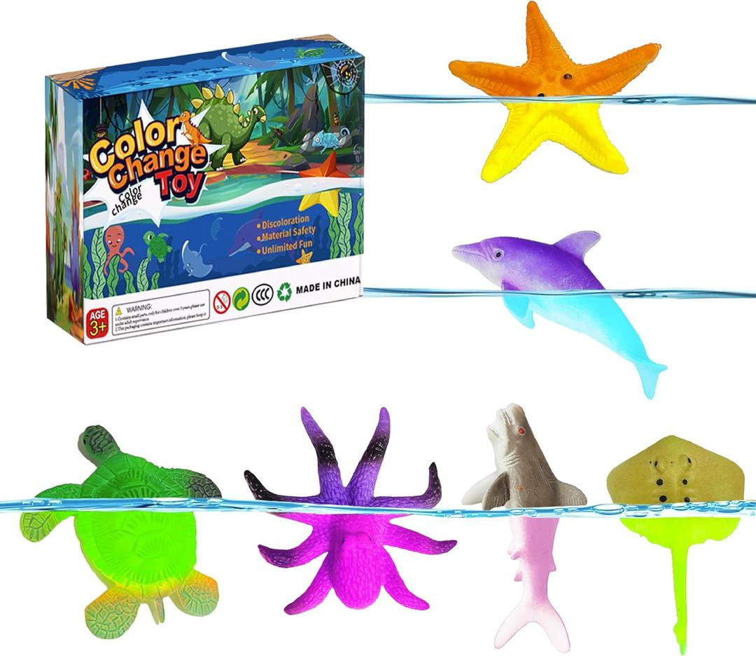 Ocean Animal Series -12pcs Temperature Color Change Bath Toys,Water Table Toys for Easter Egg Fillers,Goodie Bags Fillers,Themed Party,Classroom Rewards,Carnival Prize, for Kids 3+