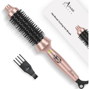 Aima Beauty Heated Round Brush, 1.3"/35mm Ionic Thermal Brush for Blowout, Create Smooth & Shiny Loose Curls, 30S Fast Heating, Dual Voltage, 60Mins Auto Shut Off, Gold
