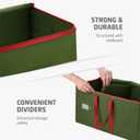 ZOBER Large Christmas Ornament Storage Box - Stores 54 4" Large Ornaments, With Dividers - Ornament Organizer Storage Box, Durable Christmas Containers Holder, Dual Zipper - Green