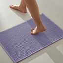 Bathroom Rugs Non Slip Washable, Super Absorbent Thin Bath Mat Small Quick Dry Low Pile Bathroom Rug, Lavender 16"x24"