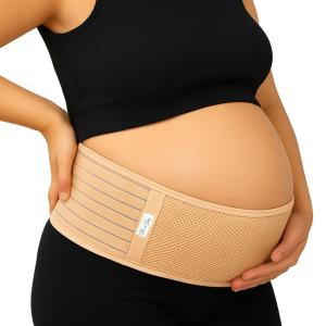 Jill & Joey Maternity Belt - Belly Band for Pregnant Women - Back Brace & Belly Support - Pregnancy Must-Have - Back Pain Relief (Beige, Medium)
