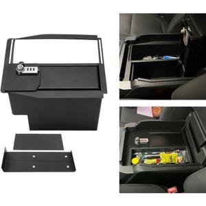 HECASA Center Console Safe Storage Box Compatible with 2015-2020 Ford F150 Raptors F250 F350 Console Vault Super Duty Powder Coated Steel