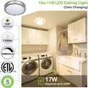 Hykolity 10 inch Flush Mount LED Ceiling Light Fixture, 17W 1100lm, 2700K/3000K/3500K/4000K/5000K Adjustable Ceiling Lights, Brushed Nickel Saturn Dimmable Lighting for Hallway Bathroom or Kitchen