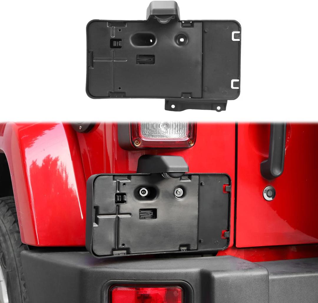 Voodonala for Jeep Wrangler JK JKU Rear Plate License Bracket Front License Hanging Kits Compatible with Jeep Wrangler JK JKU 2007-2018