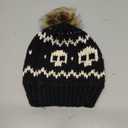 Longretve Skull Knit Brown Pom Pom Black Beanie Alpha One Size