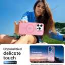 Goodon Magnetic for iPhone 13 Pro Max Case with Screen Protector, Built-in Metal Camera Kickstand,[Compatible with Magsafe] [Wireless Charging] Matte Protective Phone Cover for Women Girls - Pink