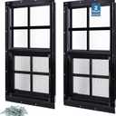 Melkus Shed Windows, 2 Pack 18"x36" Flush Mount Household Windows with Tempered Glass and Screen, Sliding Windows for Chicken Coop, Shed, Garage, Playhouse, Barn,Greenhouse, Black, 18"x36"/2pcs