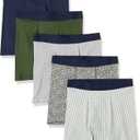 Amazon Essentials Mens Underwear Boxer Briefs, Comfortable Cotton, Tag-Free (Grey Heather, Mixed Print)