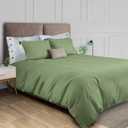 White Classic Sage Green Duvet Cover Queen Size, Microfiber Duvet Cover with Zipper, Duvet Cover Set with 2 Pillow Shams, Luxury Soft Comforter Cover Queen Size, 90 x 90 | Comforter Not Included