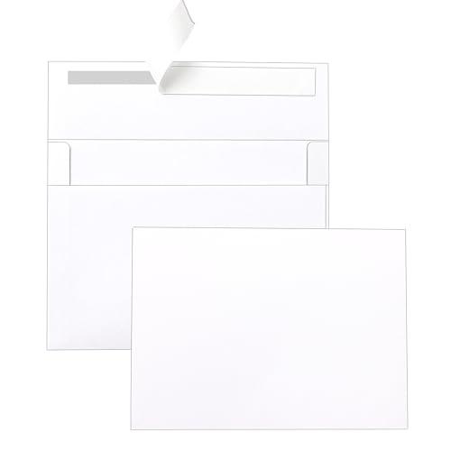 Silunkia White Blank Note Cards and Envelopes 5 x 7 Heavyweight Single Panel Cardstock and A7 Envelopes Printable Self Seal 20 Packs for Wedding Invitations, Birthday, Thank You Cards, Baby Shower
