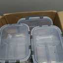 HOMBERKING 8 Pack Glass Meal Prep Containers 3 Compartment, 36oz Glass Food Storage Containers with Lids, Airtight Lunch Bento Boxes, BPA-Free & Leak Proof (8 lids & 8 Container) - Black