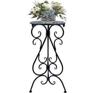 Metal Plant Stand Indoor Outdoor, Single Flower Pot Stands 22.5 Inch Tall, Planter Pedestal Holder for Patio Corner Garden Porch Farmhouse, Black(1 Pack)