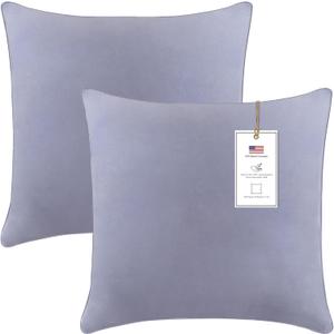 A1 Home Collections Down Alternative Throw Insert, Ready to Use Pillow Pack of 2, 18"x18", Slat Grey