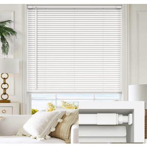 LazBlinds No Drill 1" Vinyl Mini Blinds, 26" W x 48" H, White | Cordless Tool Free Blinds for Windows, Light Filtering Horizontal Window Blinds & Shades