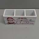 Christmas Santa Pen Pencil Holder Organizer for Desk Accessories, Winter Xmas Santa Claus Holiday Wooden Box Sign Desk Decor for Home Office Decoration, Christmas Office Decor