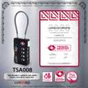 Tool-Less TSA Approved Luggage Lock with Alert Indicator, 4-Digit Resettable Combination, Durable Zinc Alloy Travel Locks for Suitcase, Backpack, Toolbox, Locker, Keyless  Black (4 Pack)