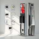 Smart Door Lock with Camera & 3D Face Recognition: Biometric Palm Vein Scanner Keyless Entry Door Lock, JLINK App Control, Fingerprint, Passcode, IC Card, Built-in Doorbell (Curved Arc)