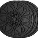 HF by LT Rubber Victorian Garden Stepping Stone, 11-3/4 inches, Black, Set of 3