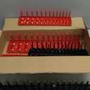 6PCS Socket Organizer Tray Set, Red SAE & Black Metric Socket Storage Trays, 1/4-Inch, 3/8-Inch & 1/2-Inch Drive Deep and Shallow Socket Holders for Toolboxes