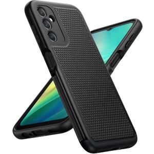 FNTCASE for Samsung Galaxy A14 5G Case: Dual Layer Protective Heavy Duty Cell Phone Cover Shockproof Rugged with Non Slip Textured Back - Military Protection Bumper Tough - 2023, 6.6inch (Matte Black)