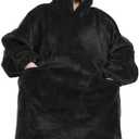 Black Wearable Blanket Hoodie,Oversized Sherpa Sweatshirt Blanket Hooded, Cozy Soft Plush Hooded Blanket for Adult Teens, Warm Christmas Birthday Gifts for Women Mom Her , Grey 