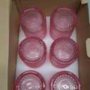 Hobnail-Drinking Glasses 13oz Vintage Glassware Sets Cocktail Juice Glasses Set of 6, Pink