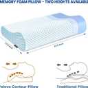 Polovo Neck Pillow Memory Foam Pillows for Sleeping, Ergonomic Cervical Pillow Neck Support Pillow Bed Pillow for Side Back Stomach Sleepers, Contour Pillow for Neck and Shoulder Pain Relief (Blue)