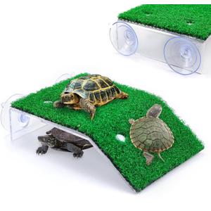 Keedolla Turtle Resting Basking Platform Simulation Grass Turtle Ramp, Lawn Tortoise Climbing Ladder Turtle Resting Terrace for Reptile Frog Terrapin - Middle (Medium)