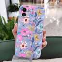 for iPhone 11 Case, Slim Silicone Anti Fingerprint Anti Scratch Microfiber Lining Phone Cover for iPhone 11 6.1 inch, Flower Purple