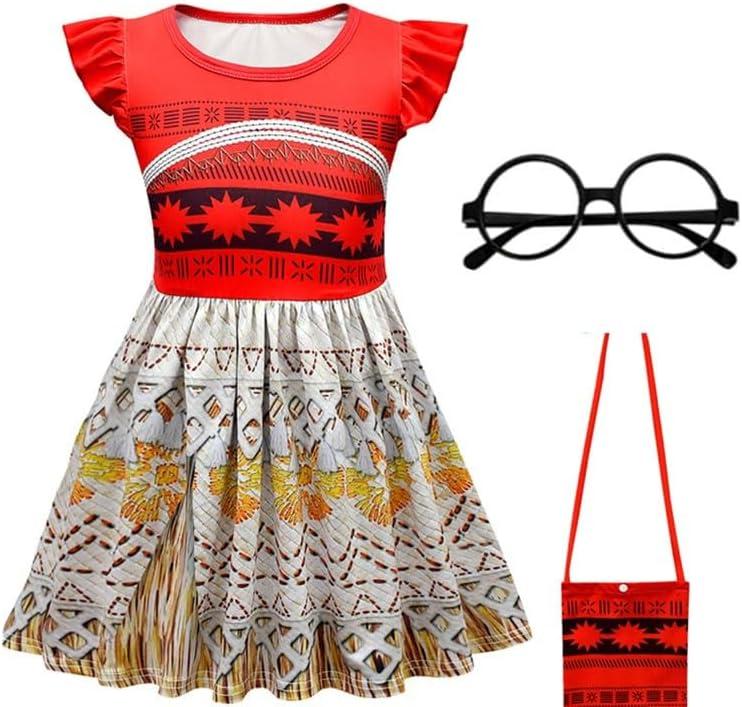 Choadam Mirabel Dress for Girls and Toddlers Princess Dress Costume Pink Dress (5-6 Years, Red 1)